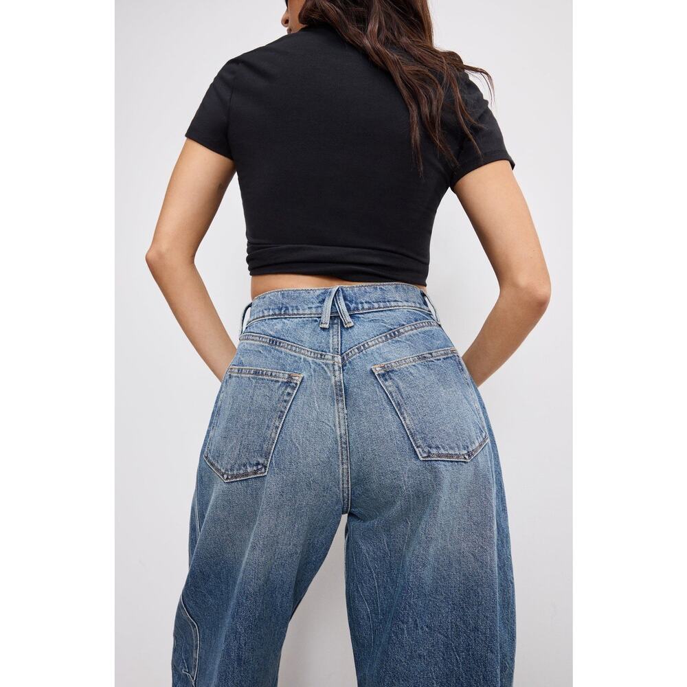 Good American / GOOD EXTREME BARREL JEANS Indigo Women’s Size 0 / 25 New - Picture 3 of 8